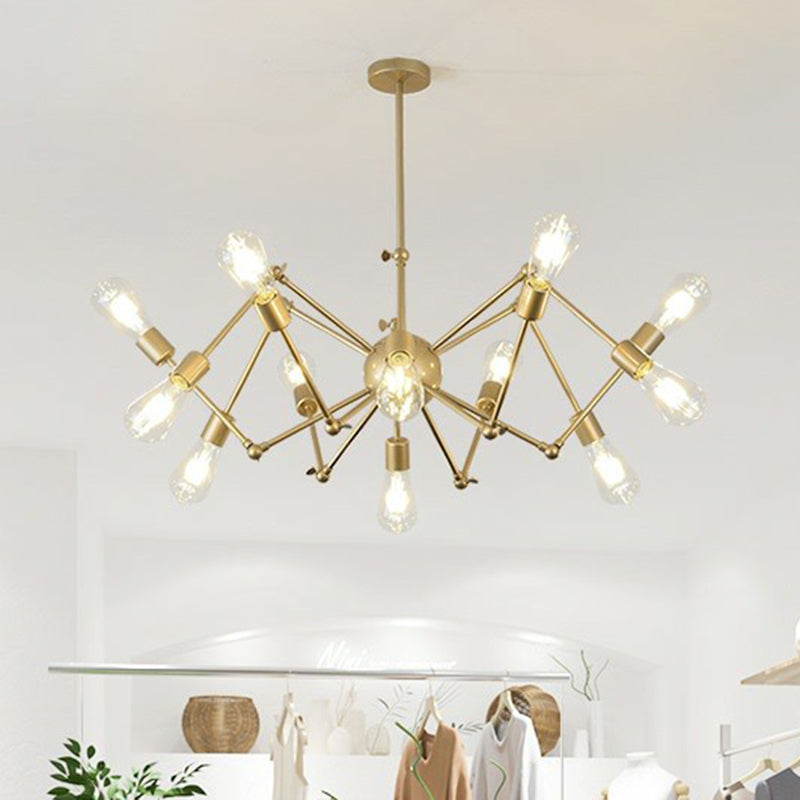 Nordic Swing Arm Pendant Lighting Metal Ceiling Chandelier with Open Bulb Design Clearhalo 'Cast Iron' 'Ceiling Lights' 'Chandeliers' 'Industrial Chandeliers' 'Industrial' 'Metal' 'Middle Century Chandeliers' 'Rustic Chandeliers' 'Tiffany' Lighting' 2384848