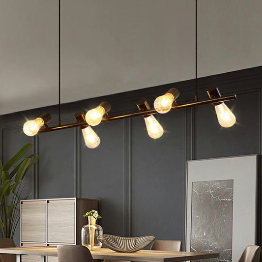 Black Naked Bulb Pendant Spotlight Industrial Iron Dining Room Island Ceiling Light Clearhalo 'Ceiling Lights' 'Island Lights' Lighting' 2384858