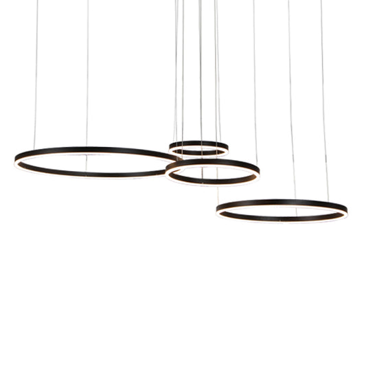 Black Loop Hanging Ceiling Light Minimalistic Metal LED Chandelier for Sitting Room Clearhalo 'Ceiling Lights' 'Chandeliers' 'Modern Chandeliers' 'Modern' Lighting' 2384869
