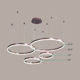 Multi-Ring Shaped Chandelier Modern Style Acrylic Coffee Hanging Light Fixture for Living Room Coffee Remote Control Stepless Dimming Four Rings Clearhalo 'Ceiling Lights' 'Chandeliers' 'Modern Chandeliers' 'Modern' Lighting' 2384879