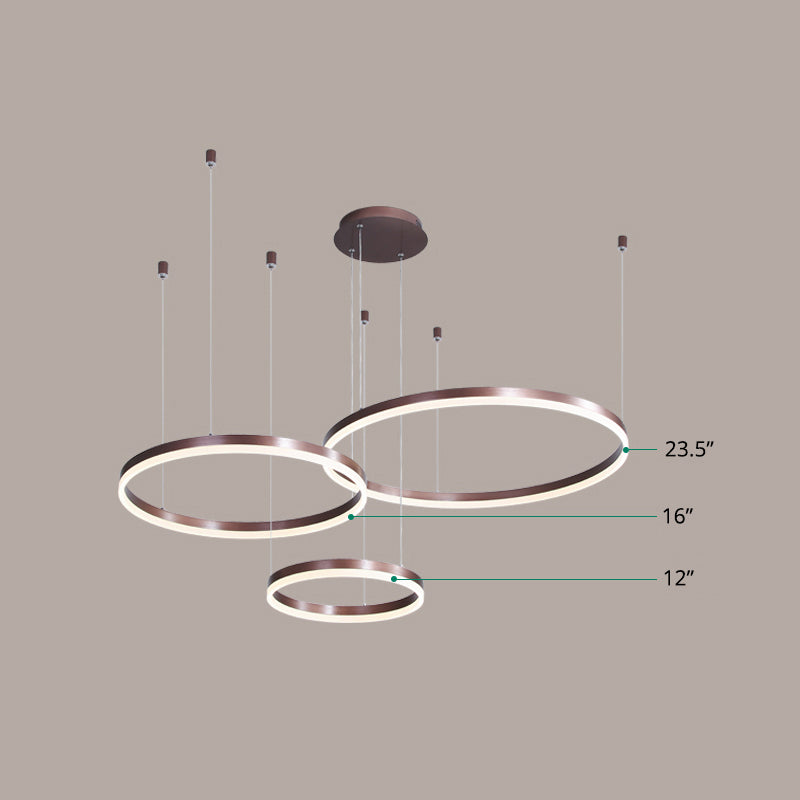 Multi-Ring Shaped Chandelier Modern Style Acrylic Coffee Hanging Light Fixture for Living Room Coffee Warm Three Rings Clearhalo 'Ceiling Lights' 'Chandeliers' 'Modern Chandeliers' 'Modern' Lighting' 2384880