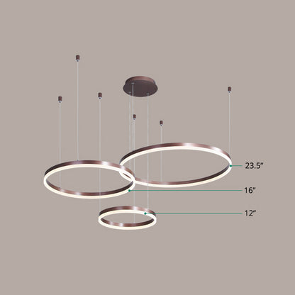 Multi-Ring Shaped Chandelier Modern Style Acrylic Coffee Hanging Light Fixture for Living Room Coffee Warm Three Rings Clearhalo 'Ceiling Lights' 'Chandeliers' 'Modern Chandeliers' 'Modern' Lighting' 2384880