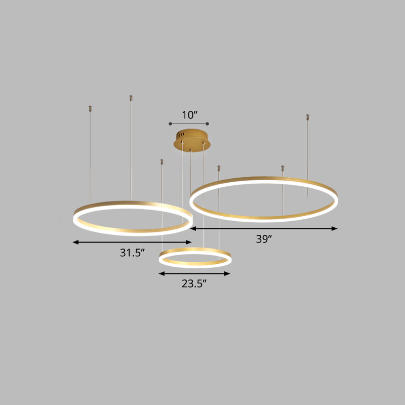 Aluminum Circular LED Pendant Lamp Simplicity LED Chandelier Light Fixture for Living Room Gold 39.5" White Clearhalo 'Ceiling Lights' 'Chandeliers' 'Modern Chandeliers' 'Modern' Lighting' 2384882