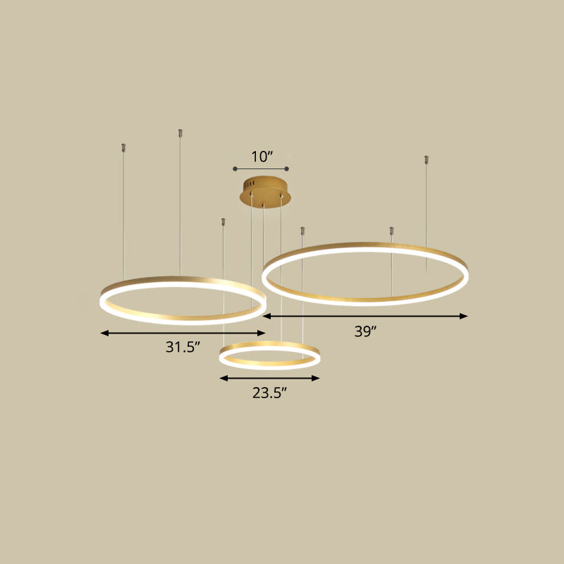 Aluminum Circular LED Pendant Lamp Simplicity LED Chandelier Light Fixture for Living Room Gold 39.5" Remote Control Stepless Dimming Clearhalo 'Ceiling Lights' 'Chandeliers' 'Modern Chandeliers' 'Modern' Lighting' 2384884
