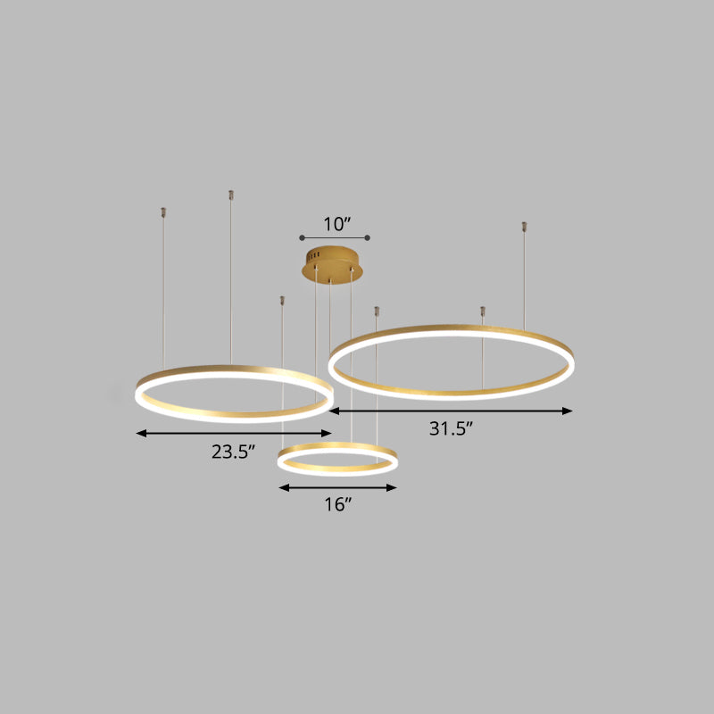 Aluminum Circular LED Pendant Lamp Simplicity LED Chandelier Light Fixture for Living Room Gold 31.5" White Clearhalo 'Ceiling Lights' 'Chandeliers' 'Modern Chandeliers' 'Modern' Lighting' 2384885