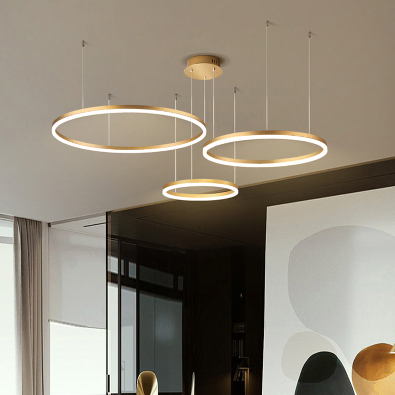 Aluminum Circular LED Pendant Lamp Simplicity LED Chandelier Light Fixture for Living Room Clearhalo 'Ceiling Lights' 'Chandeliers' 'Modern Chandeliers' 'Modern' Lighting' 2384886