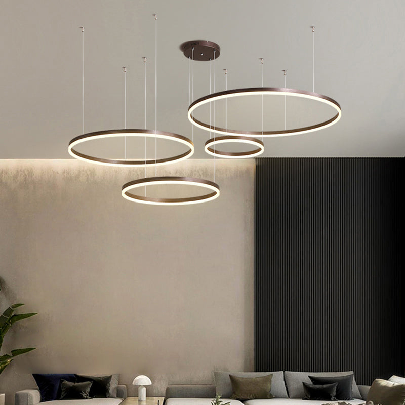 Aluminum Circular LED Pendant Lamp Simplicity LED Chandelier Light Fixture for Living Room Clearhalo 'Ceiling Lights' 'Chandeliers' 'Modern Chandeliers' 'Modern' Lighting' 2384887