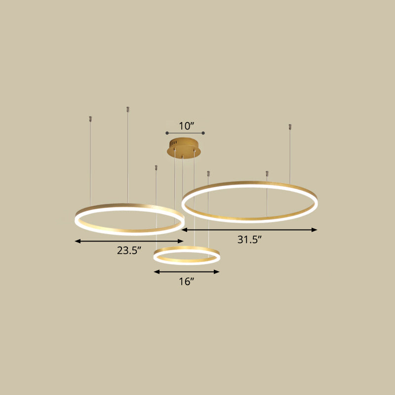 Aluminum Circular LED Pendant Lamp Simplicity LED Chandelier Light Fixture for Living Room Gold 31.5" Remote Control Stepless Dimming Clearhalo 'Ceiling Lights' 'Chandeliers' 'Modern Chandeliers' 'Modern' Lighting' 2384888