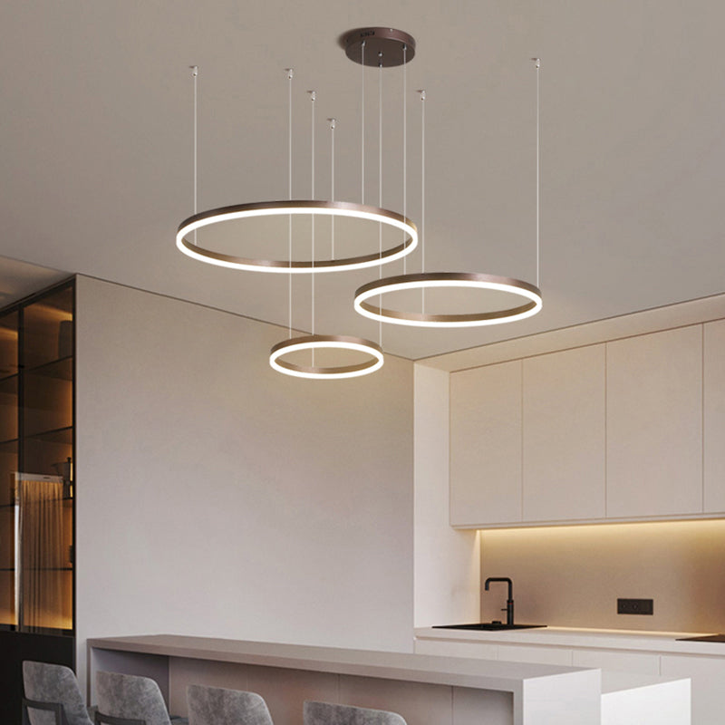 Aluminum Circular LED Pendant Lamp Simplicity LED Chandelier Light Fixture for Living Room Clearhalo 'Ceiling Lights' 'Chandeliers' 'Modern Chandeliers' 'Modern' Lighting' 2384889