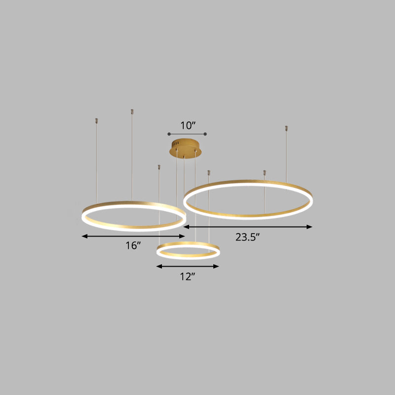 Aluminum Circular LED Pendant Lamp Simplicity LED Chandelier Light Fixture for Living Room Gold 23.5" White Clearhalo 'Ceiling Lights' 'Chandeliers' 'Modern Chandeliers' 'Modern' Lighting' 2384890