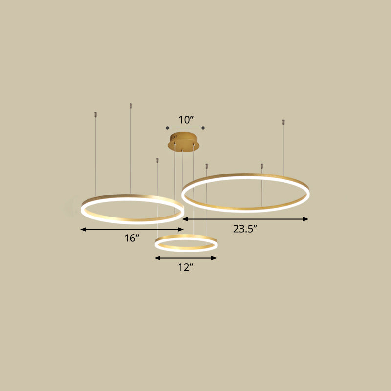 Aluminum Circular LED Pendant Lamp Simplicity LED Chandelier Light Fixture for Living Room Gold 23.5" Remote Control Stepless Dimming Clearhalo 'Ceiling Lights' 'Chandeliers' 'Modern Chandeliers' 'Modern' Lighting' 2384891