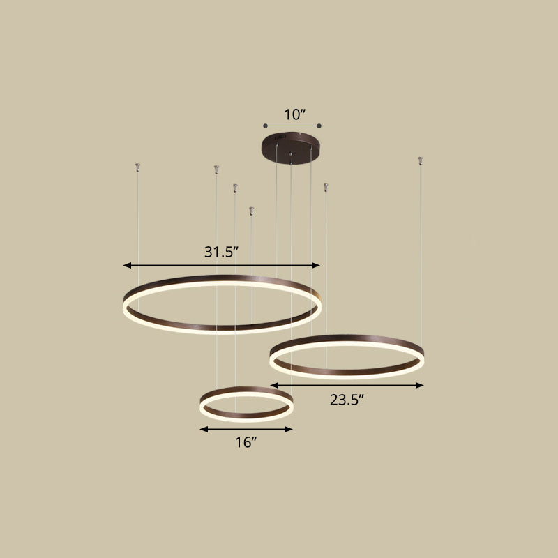 Aluminum Circular LED Pendant Lamp Simplicity LED Chandelier Light Fixture for Living Room Coffee 31.5" Remote Control Stepless Dimming Clearhalo 'Ceiling Lights' 'Chandeliers' 'Modern Chandeliers' 'Modern' Lighting' 2384895