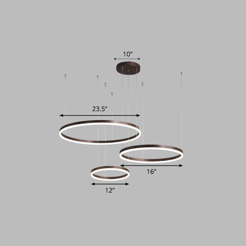 Aluminum Circular LED Pendant Lamp Simplicity LED Chandelier Light Fixture for Living Room Coffee 23.5" White Clearhalo 'Ceiling Lights' 'Chandeliers' 'Modern Chandeliers' 'Modern' Lighting' 2384896