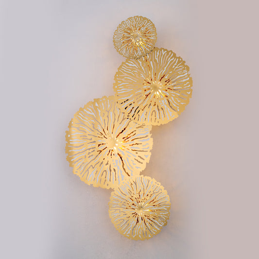 Artistic 4-Bulb Sconce Light Fixture Gold Lotus Leaf Wall Mount Lamp with Metal Shade Clearhalo 'Cast Iron' 'Glass' 'Industrial' 'Modern wall lights' 'Modern' 'Tiffany' 'Traditional wall lights' 'Wall Lamps & Sconces' 'Wall Lights' Lighting' 2384907