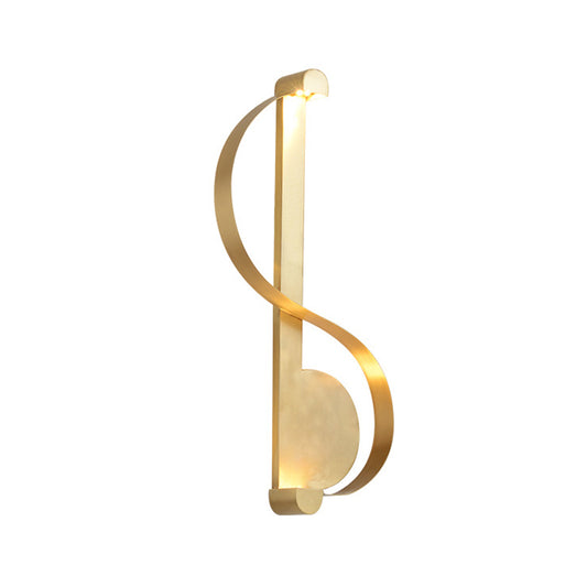 Brass Curve LED Wall Mount Light Minimalistic Metal Wall Sconce Lamp for Living Room Clearhalo 'Cast Iron' 'Glass' 'Industrial' 'Modern wall lights' 'Modern' 'Tiffany' 'Traditional wall lights' 'Wall Lamps & Sconces' 'Wall Lights' Lighting' 2384914