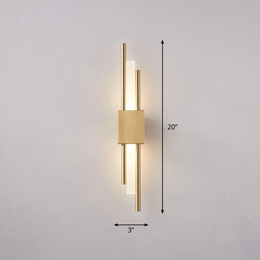 Postmodern Style Rod Shaped Wall Light Acrylic Stairway LED Sconce Light Fixture 2.0 Gold Clearhalo 'Cast Iron' 'Glass' 'Industrial' 'Modern wall lights' 'Modern' 'Tiffany' 'Traditional wall lights' 'Wall Lamps & Sconces' 'Wall Lights' Lighting' 2384920