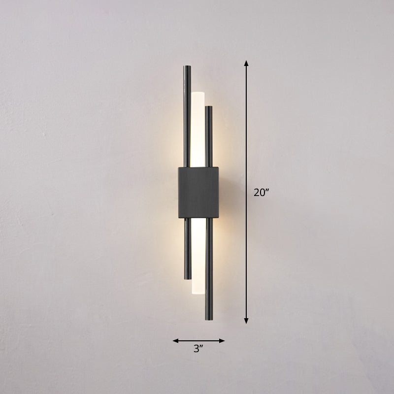 Postmodern Style Rod Shaped Wall Light Acrylic Stairway LED Sconce Light Fixture 2.0 Black Clearhalo 'Cast Iron' 'Glass' 'Industrial' 'Modern wall lights' 'Modern' 'Tiffany' 'Traditional wall lights' 'Wall Lamps & Sconces' 'Wall Lights' Lighting' 2384923