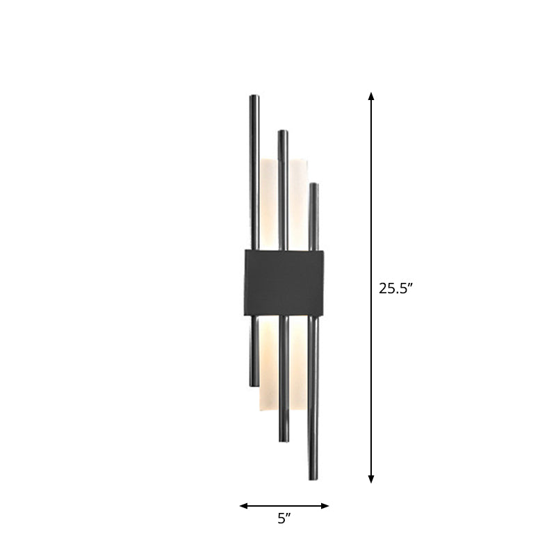 Postmodern Style Rod Shaped Wall Light Acrylic Stairway LED Sconce Light Fixture 4.0 Black Clearhalo 'Cast Iron' 'Glass' 'Industrial' 'Modern wall lights' 'Modern' 'Tiffany' 'Traditional wall lights' 'Wall Lamps & Sconces' 'Wall Lights' Lighting' 2384925
