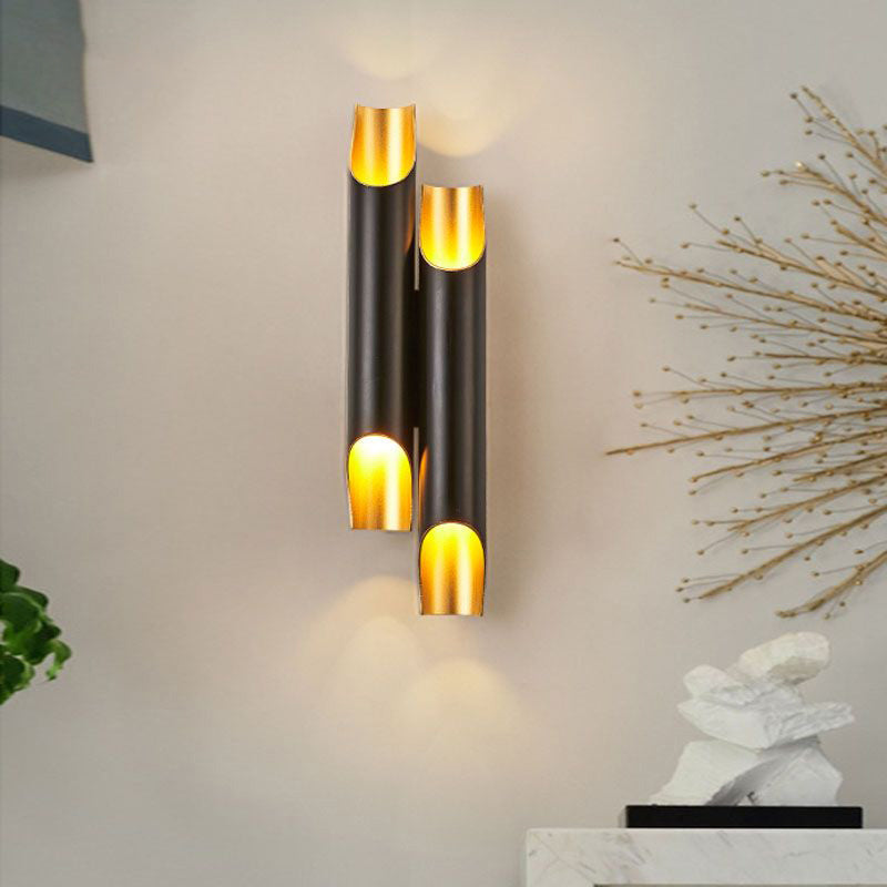 Tubular Aluminum Wall Light Fixture Post-Modern Wall Lighting Sconce for Living Room 2.0 Black Clearhalo 'Cast Iron' 'Glass' 'Industrial' 'Modern wall lights' 'Modern' 'Tiffany' 'Traditional wall lights' 'Wall Lamps & Sconces' 'Wall Lights' Lighting' 2384927