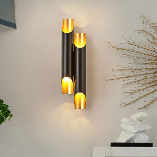 Tubular Aluminum Wall Light Fixture Post-Modern Wall Lighting Sconce for Living Room 2.0 Black Clearhalo 'Cast Iron' 'Glass' 'Industrial' 'Modern wall lights' 'Modern' 'Tiffany' 'Traditional wall lights' 'Wall Lamps & Sconces' 'Wall Lights' Lighting' 2384927