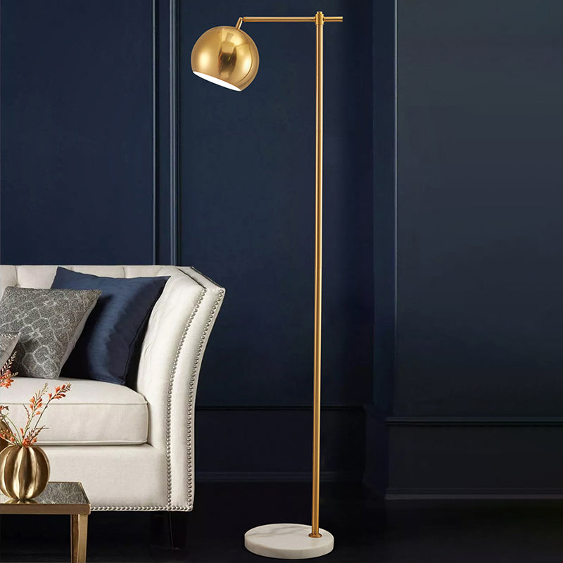 Dome Metal Standing Floor Light Minimalist 1-Bulb Gold Floor Lamp with Adjustable Joint Gold Clearhalo 'Floor Lamps' 'Lamps' Lighting' 2384939