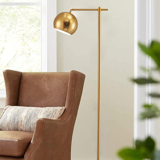 Dome Metal Standing Floor Light Minimalist 1-Bulb Gold Floor Lamp with Adjustable Joint Clearhalo 'Floor Lamps' 'Lamps' Lighting' 2384941