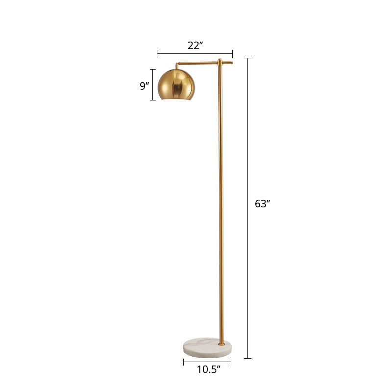 Dome Metal Standing Floor Light Minimalist 1-Bulb Gold Floor Lamp with Adjustable Joint Clearhalo 'Floor Lamps' 'Lamps' Lighting' 2384943
