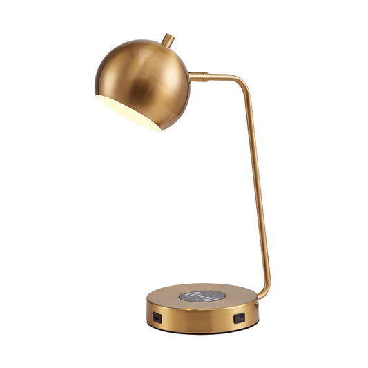 Rotating Dome Table Light Minimalist Metal 1 Head Gold Night Lamp with Wireless Charger Base Clearhalo 'Lamps' 'Table Lamps' Lighting' 2384961