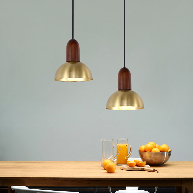 Bowl Shaped Kitchen Pendulum Light Metallic Single-Bulb Postmodern Hanging Light in Gold Clearhalo 'Ceiling Lights' 'Modern Pendants' 'Modern' 'Pendant Lights' 'Pendants' Lighting' 2384968