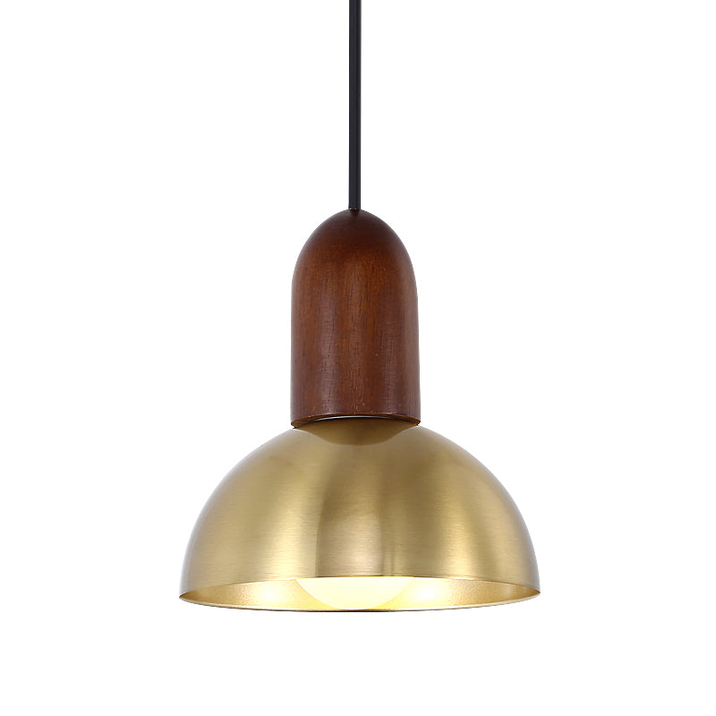 Bowl Shaped Kitchen Pendulum Light Metallic Single-Bulb Postmodern Hanging Light in Gold Gold Clearhalo 'Ceiling Lights' 'Modern Pendants' 'Modern' 'Pendant Lights' 'Pendants' Lighting' 2384969