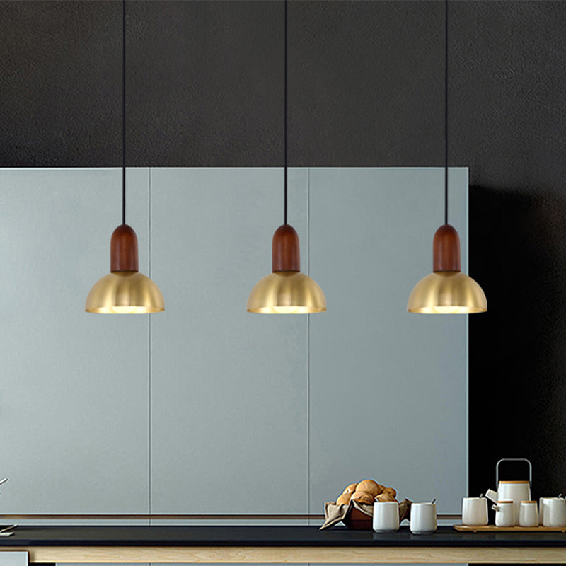 Bowl Shaped Kitchen Pendulum Light Metallic Single-Bulb Postmodern Hanging Light in Gold Clearhalo 'Ceiling Lights' 'Modern Pendants' 'Modern' 'Pendant Lights' 'Pendants' Lighting' 2384970