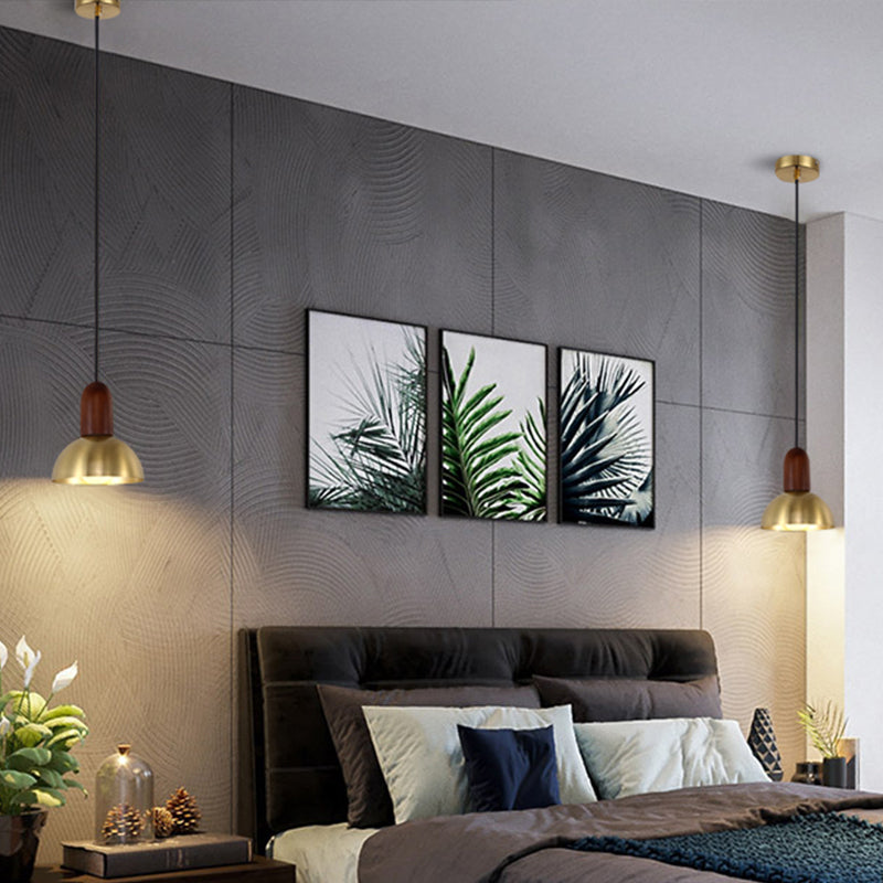 Bowl Shaped Kitchen Pendulum Light Metallic Single-Bulb Postmodern Hanging Light in Gold Clearhalo 'Ceiling Lights' 'Modern Pendants' 'Modern' 'Pendant Lights' 'Pendants' Lighting' 2384972