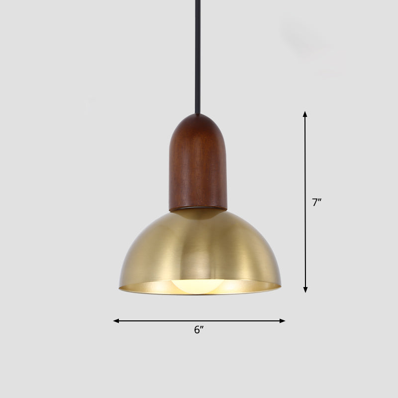 Bowl Shaped Kitchen Pendulum Light Metallic Single-Bulb Postmodern Hanging Light in Gold Clearhalo 'Ceiling Lights' 'Modern Pendants' 'Modern' 'Pendant Lights' 'Pendants' Lighting' 2384973