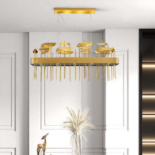 Gold Leaf Shaped Suspension Lighting Post-Modern Stainless Steel Chandelier for Dining Room Clearhalo 'Ceiling Lights' 'Chandeliers' 'Modern Chandeliers' 'Modern' Lighting' 2384990
