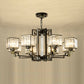 Traditional Cubic Pendant Lighting Clear Tri-Sided Glass Chandelier Light Fixture in Black Clearhalo 'Ceiling Lights' 'Chandeliers' Lighting' options 2385080