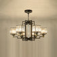 Traditional Cubic Pendant Lighting Clear Tri-Sided Glass Chandelier Light Fixture in Black Clearhalo 'Ceiling Lights' 'Chandeliers' Lighting' options 2385081