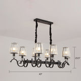 Conical Island Ceiling Light Retro Black Prismatic Crystal Pendant Light for Dining Room 8 Black Clearhalo 'Ceiling Lights' 'Island Lights' Lighting' 2385100