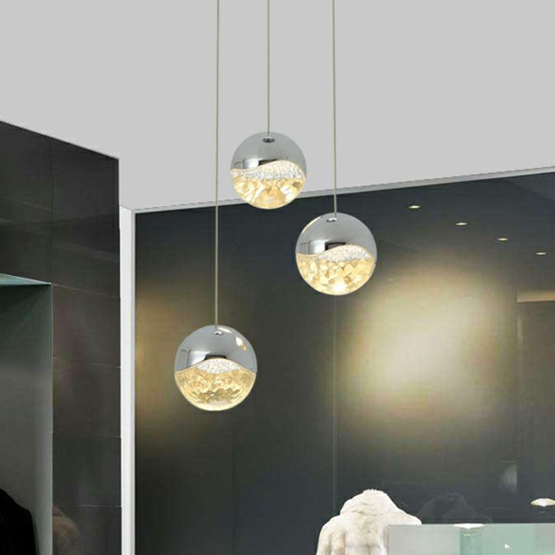 Clear Glass Globe Cluster Pendant Modern Chrome Finish LED Suspension Light for Restaurant Clearhalo 'Ceiling Lights' 'Modern Pendants' 'Modern' 'Pendant Lights' 'Pendants' Lighting' 2385116