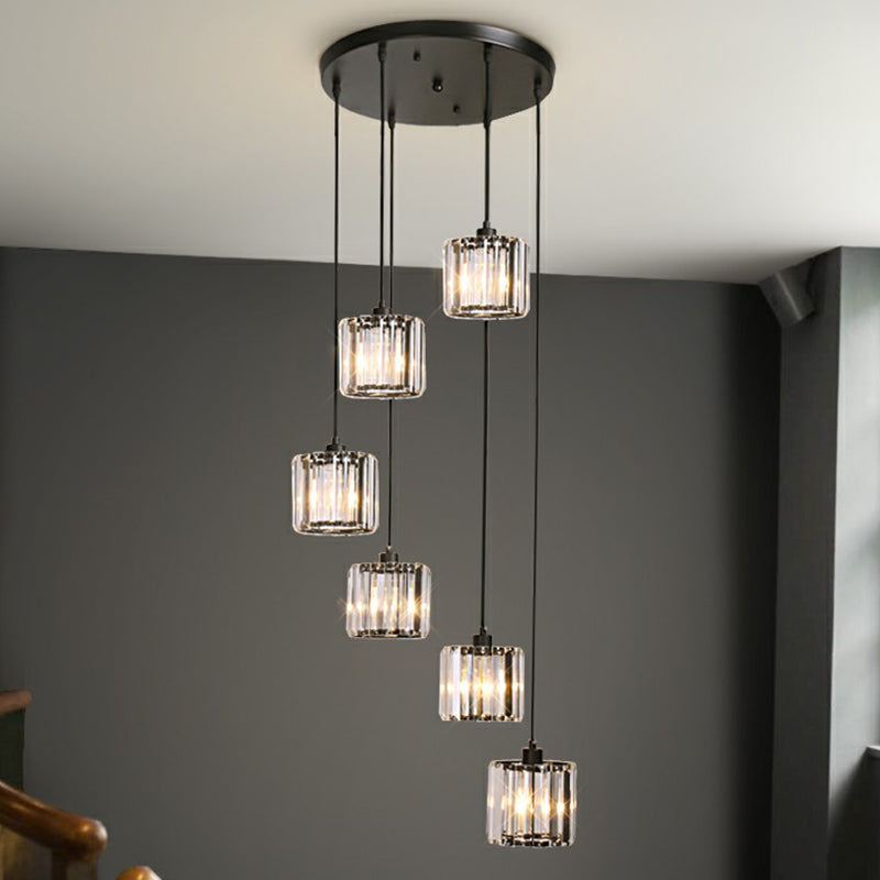 Shaded Glass Multi Light Pendant Lighting Modern Ceiling Hang Lamp for Living Room Clearhalo 'Ceiling Lights' 'Modern Pendants' 'Modern' 'Pendant Lights' 'Pendants' Lighting' 2385152