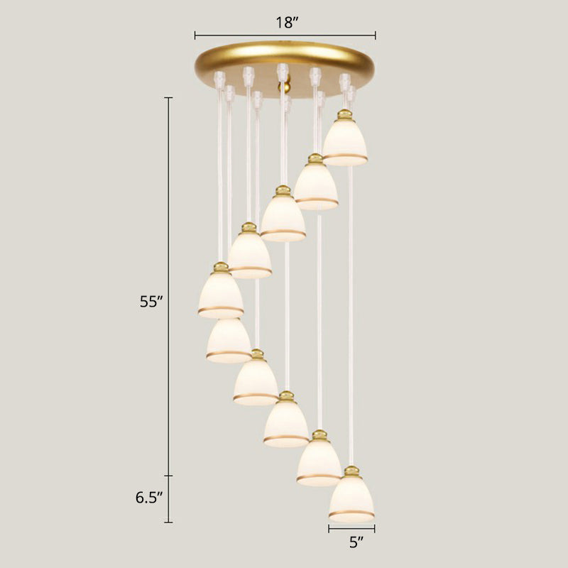 Shaded Glass Multi Light Pendant Lighting Modern Ceiling Hang Lamp for Living Room 10 White-Gold Clearhalo 'Ceiling Lights' 'Modern Pendants' 'Modern' 'Pendant Lights' 'Pendants' Lighting' 2385161