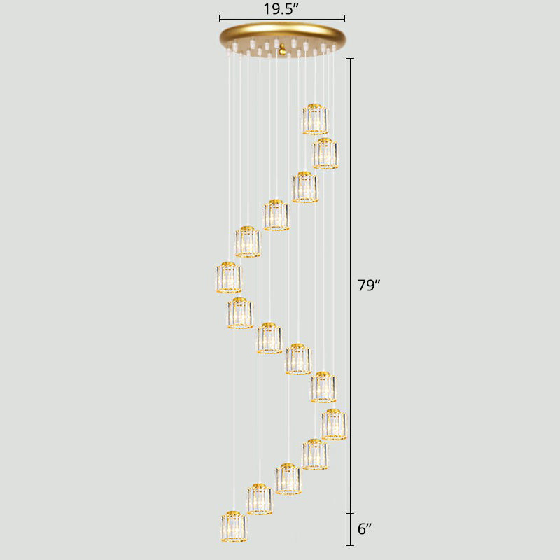 Shaded Glass Multi Light Pendant Lighting Modern Ceiling Hang Lamp for Living Room 15 Gold Clearhalo 'Ceiling Lights' 'Modern Pendants' 'Modern' 'Pendant Lights' 'Pendants' Lighting' 2385170