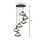 6-Light Cluster Pendant Loft Style Stairs Ceiling Lamp with Tetrahedron Cage Metal Shade in Black Clearhalo 'Ceiling Lights' 'Modern Pendants' 'Modern' 'Pendant Lights' 'Pendants' Lighting' 2385185