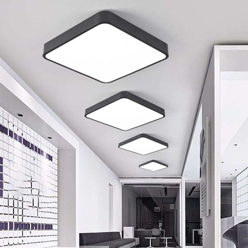 Modern Geometric Ceiling Lighting Acrylic Office LED Flush Mounted Light Fixture Black Clearhalo 'Ceiling Lights' 'Close To Ceiling Lights' 'Close to ceiling' 'Flush mount' Lighting' 2385195