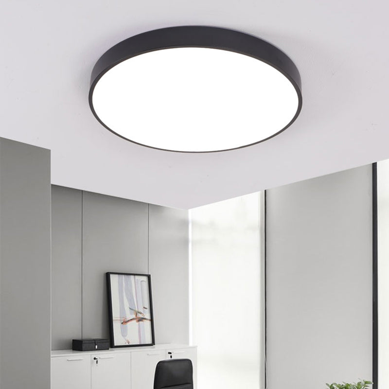 Meeting Room LED Ceiling Lamp Minimalist Black Flush Mount Light with Disc Acrylic Shade - Black - Clearhalo - 'Ceiling Lights' - 'Close To Ceiling Lights' - 'Close to ceiling' - 'Flush mount' - Lighting' - 2385196