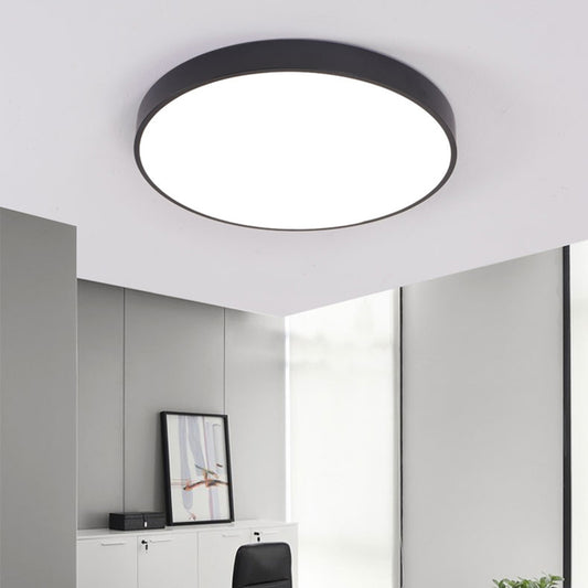 Meeting Room LED Ceiling Lamp Minimalist Black Flush Mount Light with Disc Acrylic Shade Black Clearhalo 'Ceiling Lights' 'Close To Ceiling Lights' 'Close to ceiling' 'Flush mount' Lighting' 2385196