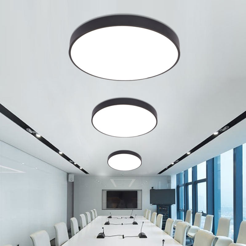 Meeting Room LED Ceiling Lamp Minimalist Black Flush Mount Light with Disc Acrylic Shade - Clearhalo - 'Ceiling Lights' - 'Close To Ceiling Lights' - 'Close to ceiling' - 'Flush mount' - Lighting' - 2385197