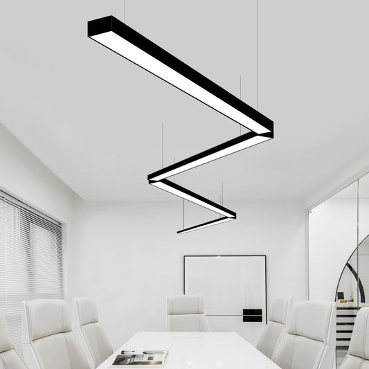 Linear LED Chandelier Light Fixture Simplicity Acrylic Conference Room Pendant Lamp Black Clearhalo 'Ceiling Lights' 'Chandeliers' 'Modern Chandeliers' 'Modern' Lighting' 2385200