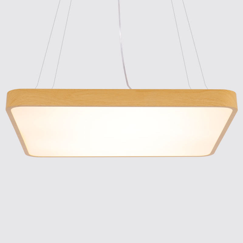 Ultrathin LED Hanging Light Fixture Minimalist Metal Wood Pendant Chandelier for Office Clearhalo 'Ceiling Lights' 'Chandeliers' 'Modern Chandeliers' 'Modern' Lighting' 2385214