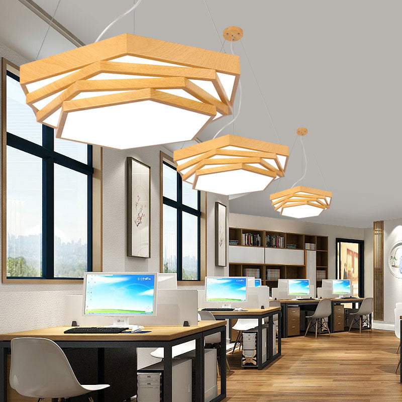 Spiral Hexagon Office Chandelier Acrylic Modern LED Suspension Lighting ...