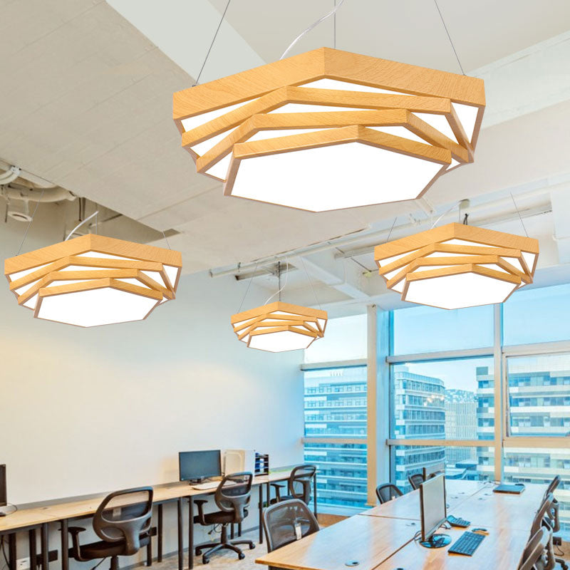 Spiral Hexagon Office Chandelier Acrylic Modern LED Suspension Lighting ...